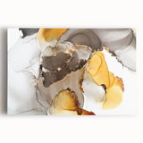 Fluid Acrylic Wall Decor in Gold and Gray - Abstract Fluid Canvas Art