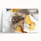 Fluid Acrylic Wall Decor in Gold and Gray - Abstract Fluid Canvas Art