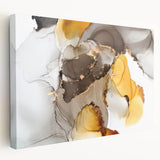 Fluid Acrylic Wall Decor in Gold and Gray - Abstract Fluid Canvas Art