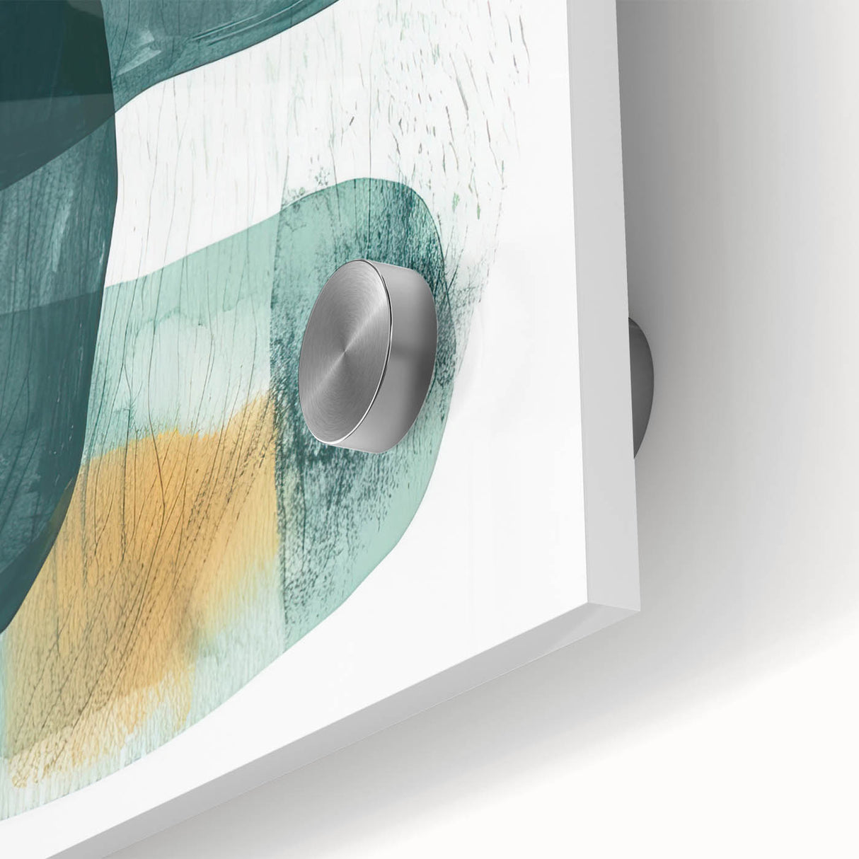 Contemporary Minimalist Wall Art – Teal & Mustard Abstract Print