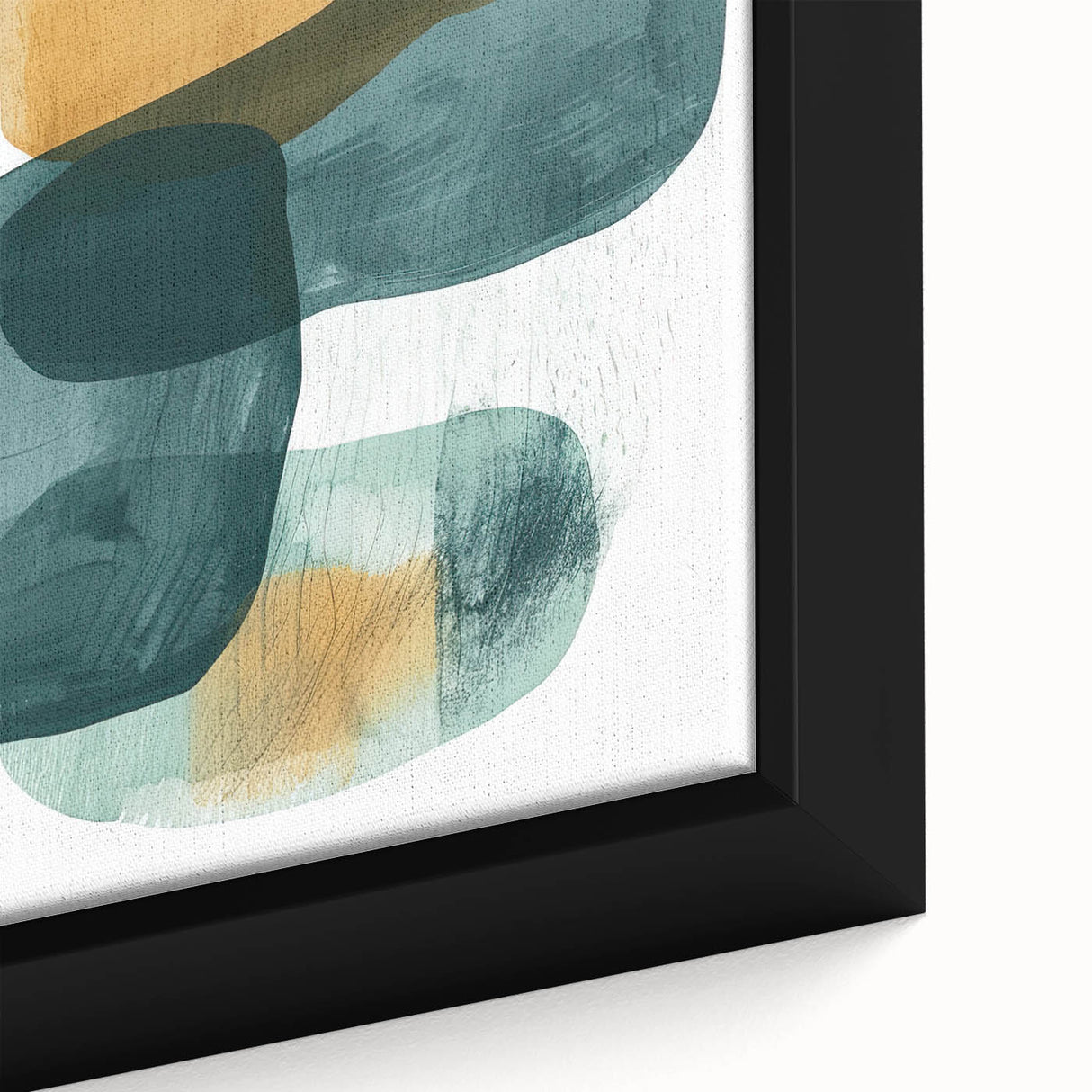 Contemporary Minimalist Wall Art – Teal & Mustard Abstract Print