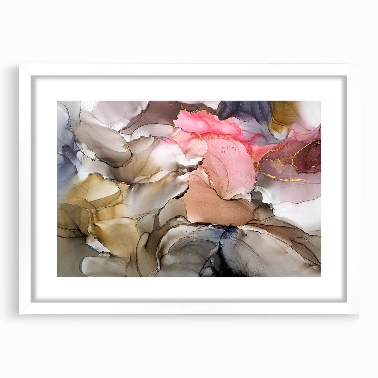 Modern Fluid Art Prints in Blush Pink and Gold - Contemporary Fluid Art Pieces