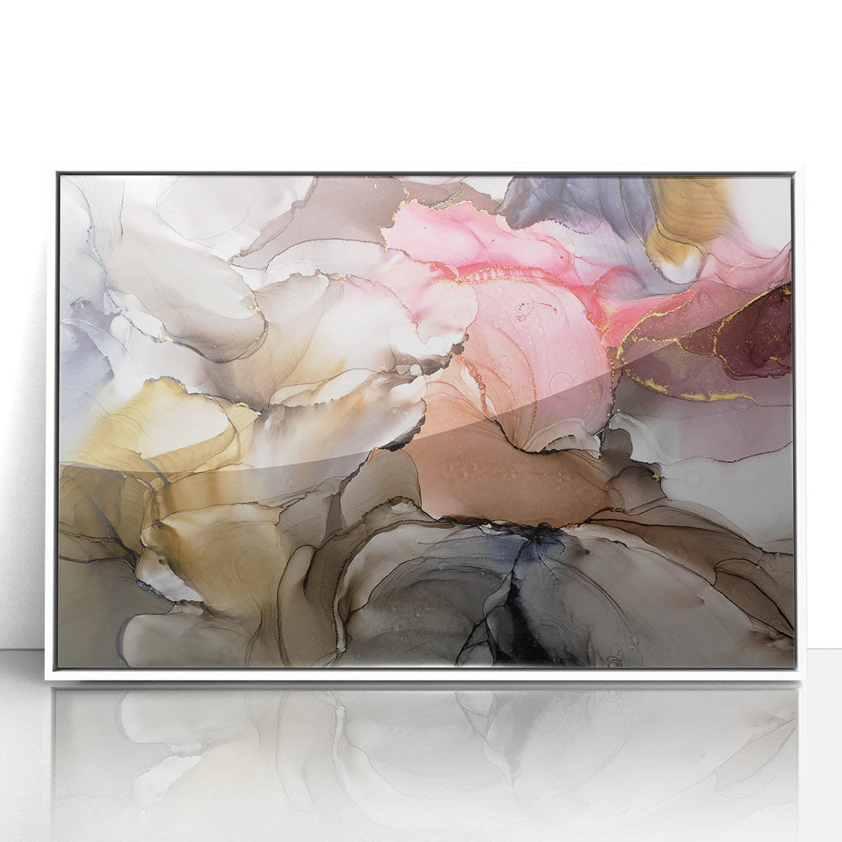 Modern Fluid Art Prints in Blush Pink and Gold - Contemporary Fluid Art Pieces