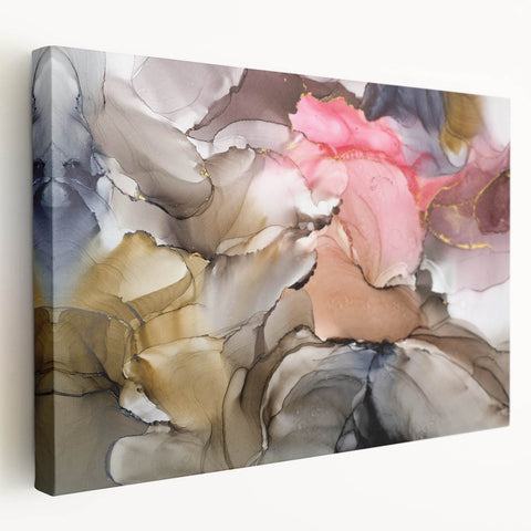 Modern Fluid Art Prints in Blush Pink and Gold - Contemporary Fluid Art Pieces
