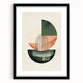 Geometric Art Prints for Home Decor – Forest Green & Peach Abstract