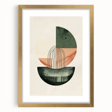 Geometric Art Prints for Home Decor – Forest Green & Peach Abstract