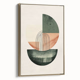 Geometric Art Prints for Home Decor – Forest Green & Peach Abstract