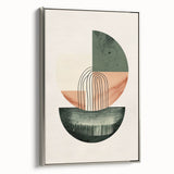 Geometric Art Prints for Home Decor – Forest Green & Peach Abstract