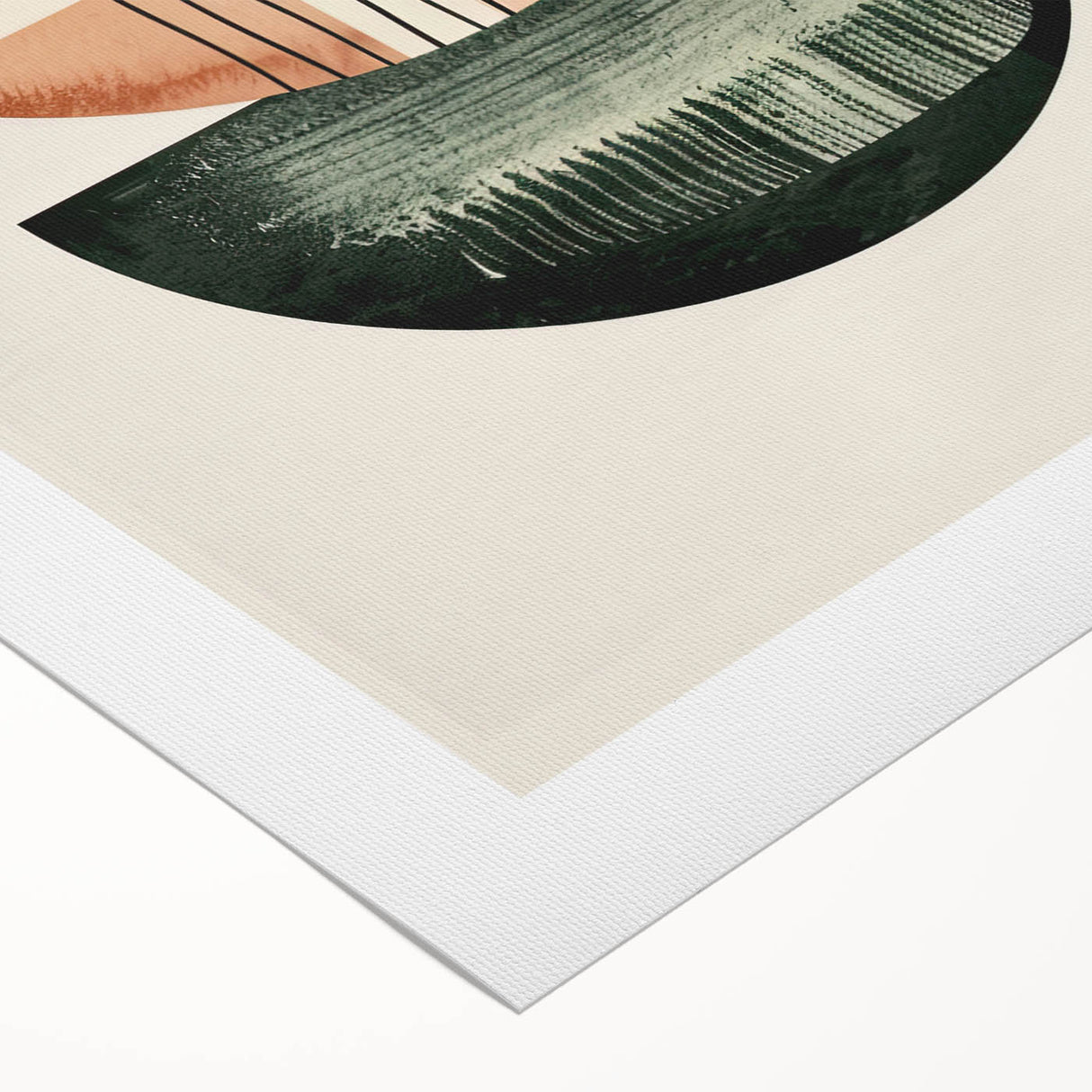 Geometric Art Prints for Home Decor – Forest Green & Peach Abstract