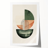 Geometric Art Prints for Home Decor – Forest Green & Peach Abstract