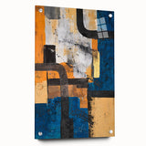 Moody Modern Wall Art – Abstract Canvas with Bold Blue & Gold