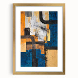 Moody Modern Wall Art – Abstract Canvas with Bold Blue & Gold