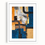 Moody Modern Wall Art – Abstract Canvas with Bold Blue & Gold