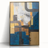Moody Modern Wall Art – Abstract Canvas with Bold Blue & Gold