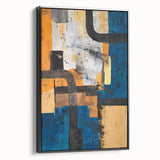 Moody Modern Wall Art – Abstract Canvas with Bold Blue & Gold