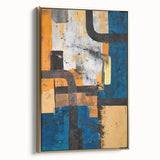 Moody Modern Wall Art – Abstract Canvas with Bold Blue & Gold