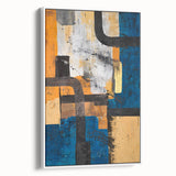 Moody Modern Wall Art – Abstract Canvas with Bold Blue & Gold