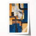 Moody Modern Wall Art – Abstract Canvas with Bold Blue & Gold