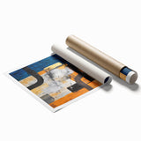 Moody Modern Wall Art – Abstract Canvas with Bold Blue & Gold