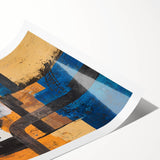 Moody Modern Wall Art – Abstract Canvas with Bold Blue & Gold