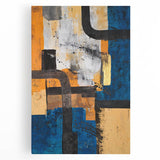 Moody Modern Wall Art – Abstract Canvas with Bold Blue & Gold