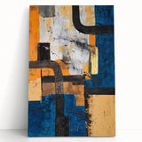 Moody Modern Wall Art – Abstract Canvas with Bold Blue & Gold