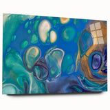 Fluid Art Paintings for Walls – Blue & Gold Ocean Swirls