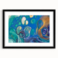 Fluid Art Paintings for Walls – Blue & Gold Ocean Swirls