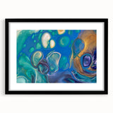 Fluid Art Paintings for Walls – Blue & Gold Ocean Swirls