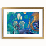 Fluid Art Paintings for Walls – Blue & Gold Ocean Swirls