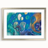 Fluid Art Paintings for Walls – Blue & Gold Ocean Swirls