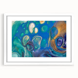 Fluid Art Paintings for Walls – Blue & Gold Ocean Swirls