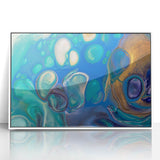 Fluid Art Paintings for Walls – Blue & Gold Ocean Swirls