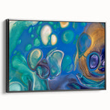 Fluid Art Paintings for Walls – Blue & Gold Ocean Swirls