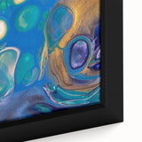 Fluid Art Paintings for Walls – Blue & Gold Ocean Swirls