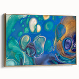 Fluid Art Paintings for Walls – Blue & Gold Ocean Swirls
