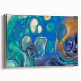 Fluid Art Paintings for Walls – Blue & Gold Ocean Swirls