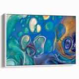 Fluid Art Paintings for Walls – Blue & Gold Ocean Swirls