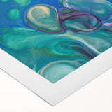 Fluid Art Paintings for Walls – Blue & Gold Ocean Swirls