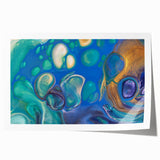 Fluid Art Paintings for Walls – Blue & Gold Ocean Swirls