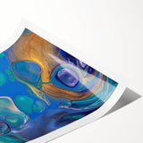 Fluid Art Paintings for Walls – Blue & Gold Ocean Swirls