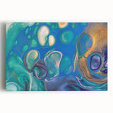 Fluid Art Paintings for Walls – Blue & Gold Ocean Swirls