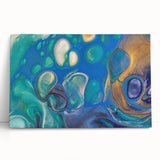 Fluid Art Paintings for Walls – Blue & Gold Ocean Swirls
