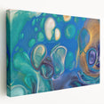 Fluid Art Paintings for Walls – Blue & Gold Ocean Swirls
