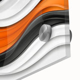Contemporary Abstract Art Pieces – Orange, Black & White Waves