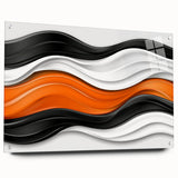Contemporary Abstract Art Pieces – Orange, Black & White Waves