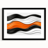Contemporary Abstract Art Pieces – Orange, Black & White Waves