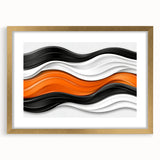 Contemporary Abstract Art Pieces – Orange, Black & White Waves