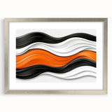 Contemporary Abstract Art Pieces – Orange, Black & White Waves