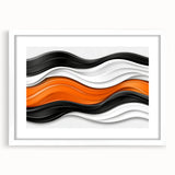 Contemporary Abstract Art Pieces – Orange, Black & White Waves